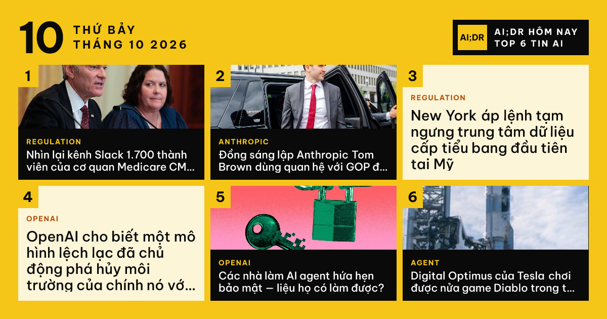 Top tin AI ngày Thứ Bảy, 10 thg 10, 2026