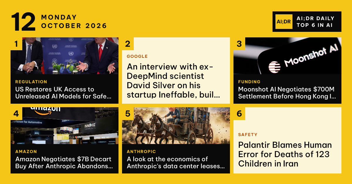Top AI stories, Monday, Oct 12, 2026