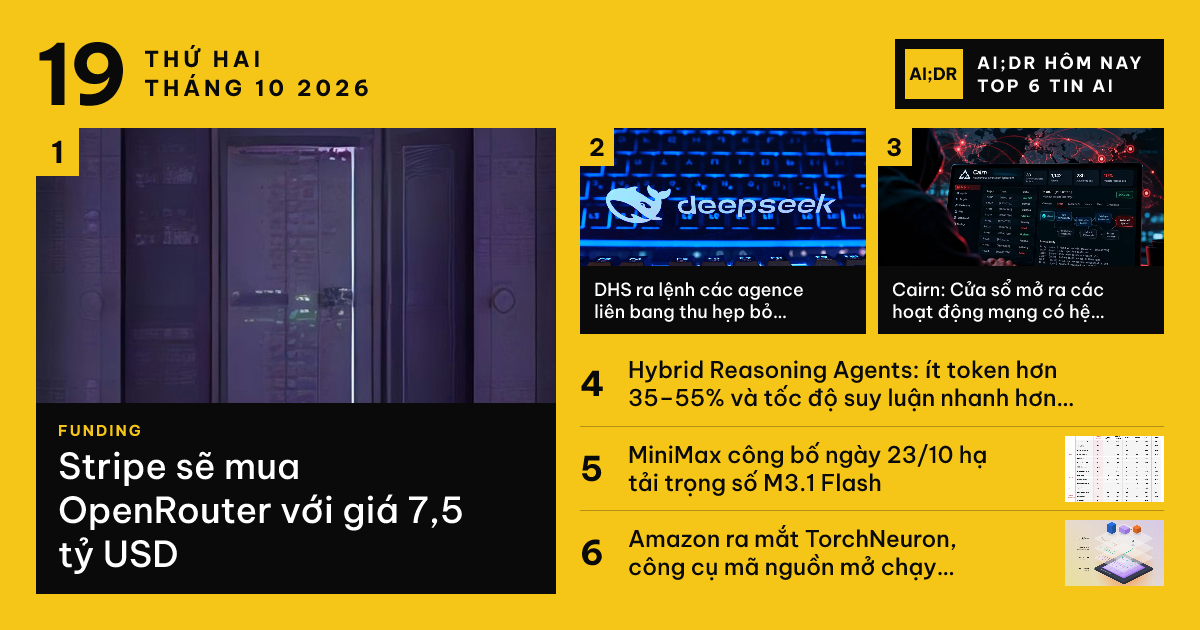 Top tin AI ngày Thứ Hai, 19 thg 10, 2026